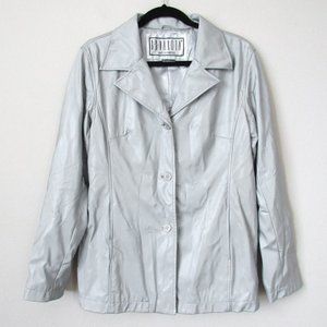 BB DAKOTA Metallic Silver Faux Leather Jacket Vegan